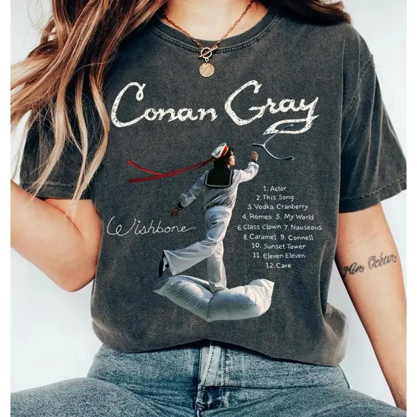 100% Cotton Women's T-shirt Conan Gray T-Shirt, Wishbone Graphic Shirt, Wishbone Tour Era Conan Gray Unisex Classic Shirt, Vintage Aesthetic Shirt, Gift for Music Lover