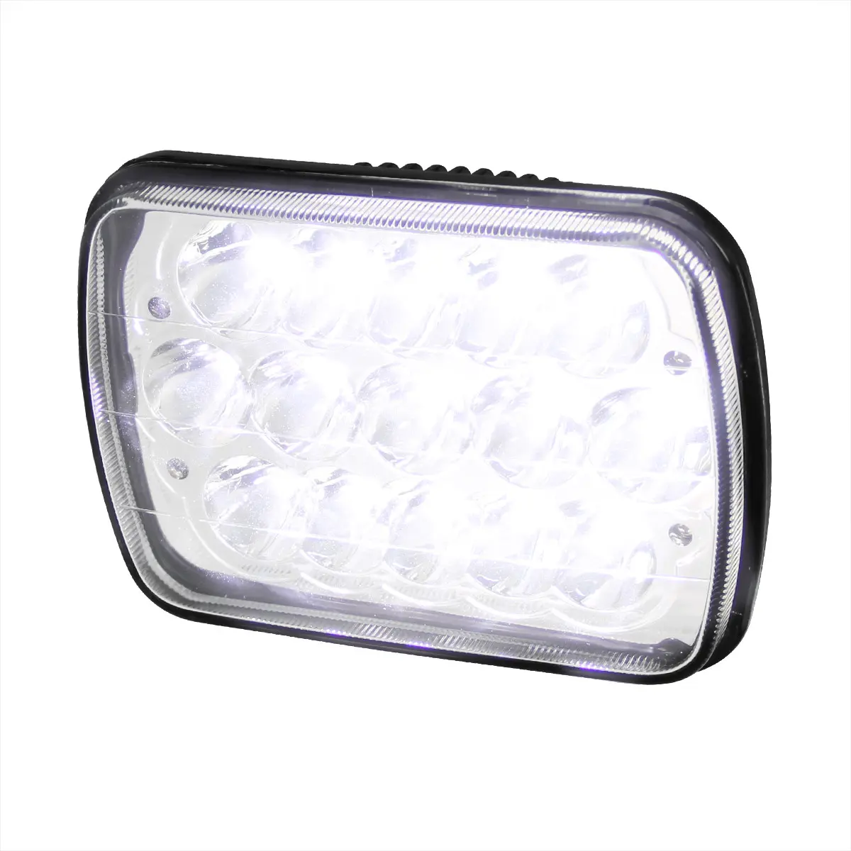 Universal 7"x6" 15-LED Sealed Beam Headlights w/ H4 Plug (Black Aluminum Housing/PMMA Lens)