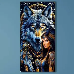 5D DIY Full Diamond Round Drill Painting - Diamond Painting Kit Wolf Pattern. Mosaic Canvas DIY Wall Art, Home Wall Decoration, Handicraft