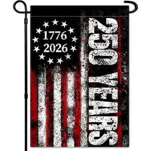 America 250 Years Garden Flag, 250th Anniversary USA Patriotic Double-Sided Banner, Double-Sided Burlap, 1776-2026 Semiquincentennial Commemorative, Suitable for Outdoor Lawn Decor (12×18 Inch)