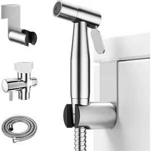 Handheld Bidet Sprayer for Toilet – Adjustable Pressure, Stainless Steel Brushed Nickel Hose for Feminine Wash, Baby Cloth Diapers & More