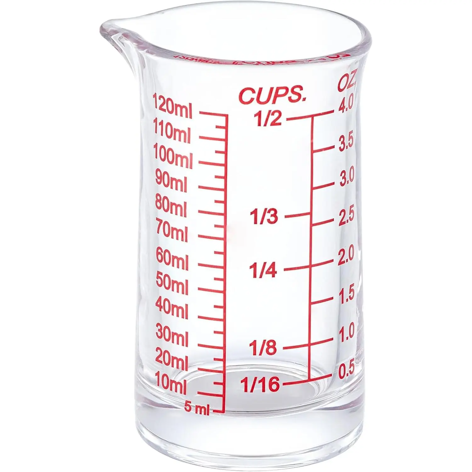 4oz Glass Measuring Cup - Shot Glass with Ounce,Ml,Cups Markings for Kitchen & Bar(Red Line)