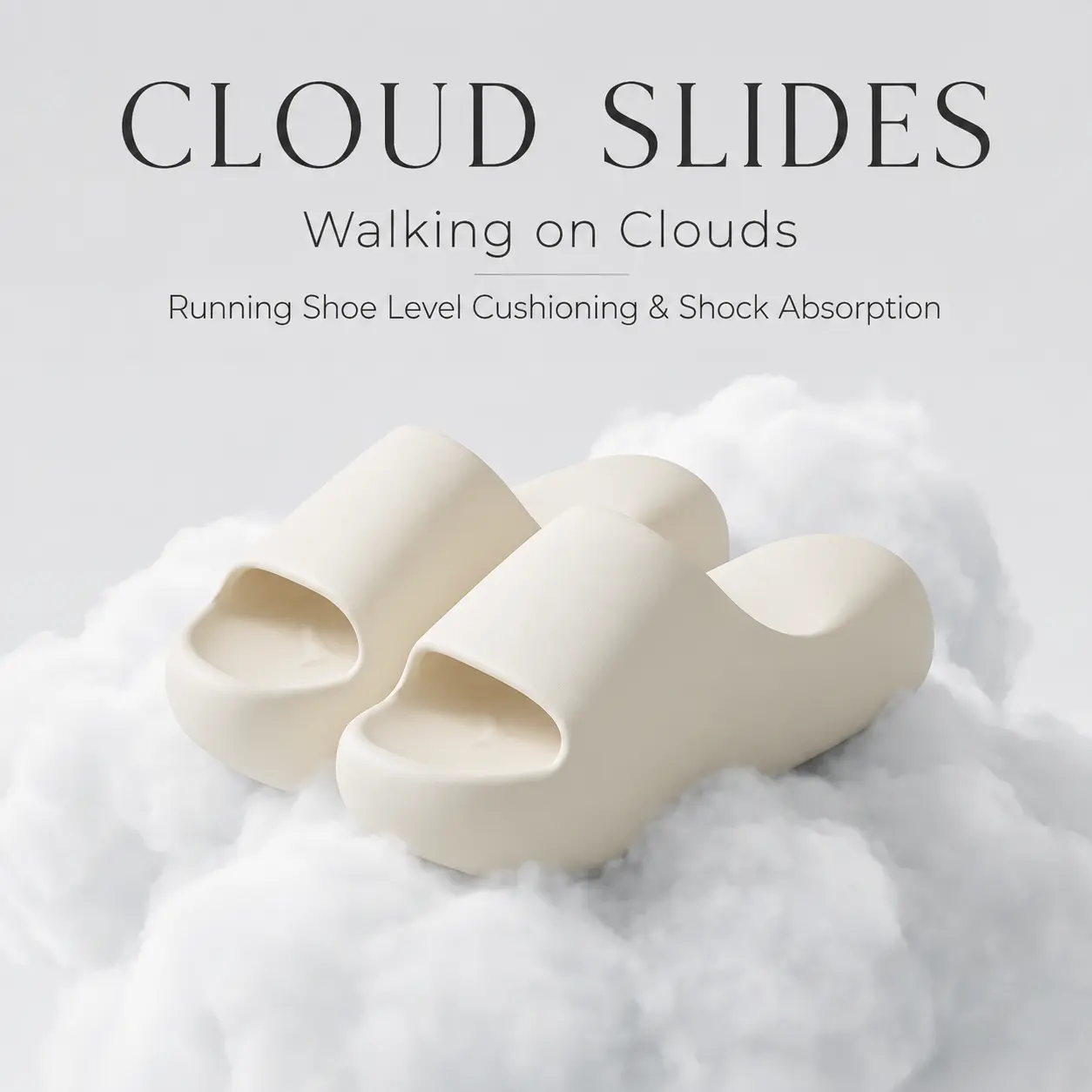 Soft Squishy Waterproof Cloud Slides, Cloud Foam Platform Slippers with Shock Absorption, Anti Slip Comfort Slides for Indoor & Outdoor drain