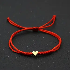 [Chic Red Rope Bracelet] Handcrafted Adjustable Red Rope Chic Bracelet with Heart Charm | Versatile Accessory for Women, Perfect for Everyday & Party Wear