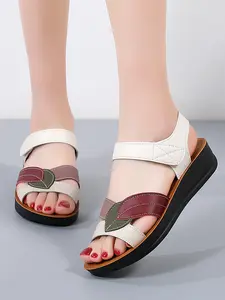 Women's Summer Wedge Heel Thick Sole Sandals, PU Sole & Single Strap Design, Fashionable Comfort, Ideal for Daily Wear