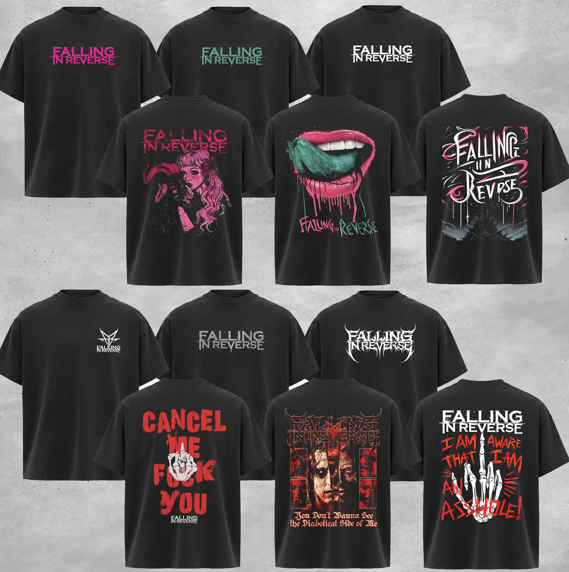 [Collection] Vintage Retro Falling in Reverse Men's Lips T-Shirt 2 sided  , Falling in Reverse Shirt , Rock Band Shirt, Retro Music Tee, Rock Music Lover Shirt, Vintage Band Shirts Casual Comfort Cotton Fabric Fit Top , Top Men's and Women's Clothing
