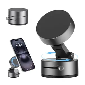 Upgrated Vacuum Suction Magnetic Phone Holder, Retractable Strong Suction Cup Magnetic Hands-Free Car Cellphone Mount Foldable Car Phone Stand for Car/Mirror/Gym(Not Charge Phone)