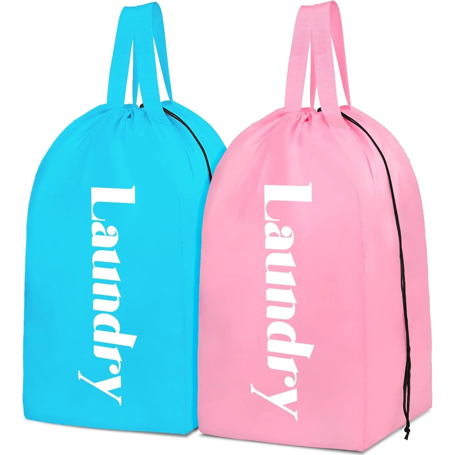 2 Pack XL Laundry Bag with Strap,Heavy Duty Travel Laundry Bag,Rip-Stop Dirty Clothes  Bag with Drawstring,Easy Fit a Laundry Hamper or Basket Travel Essentials