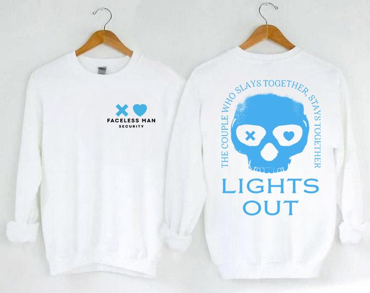 Lights Out Shirt Sweatshirt Hoodie, Navessa Allen Sweatshirt, Blue Skull Navessa Allen Book Sweater, Dark Romance Hoodie, Into Darkness Shirt