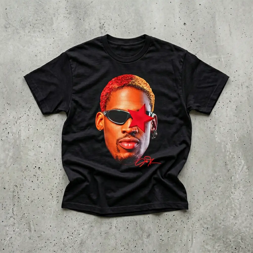 Graphic Tee Rodman Style Streetwear 90s Throwback Hiphop Classic Casual Menswear Retro Shirt T-shirt Top Hooper Crewneck Tee