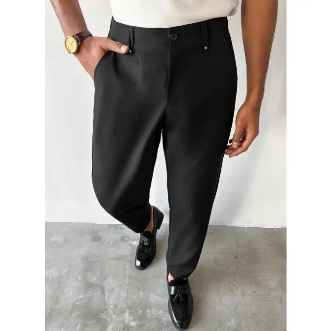 Men's Black Tapered Dress Pants | Y2K Streetwear Formal Casual Bottoms - TikTok Shop Men's Black Tapered Dress Pants | Y2K Streetwear Formal Casual Bottoms - TikTok Shop