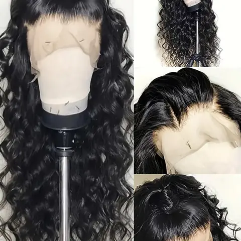 13x4 Lace Frontal Wigs Long Black Hair Lace Wigs Loose Wave Hair Glueless Heat Resistant Synthetic Wavy Lace Front Wigs for Women No Glue Wig