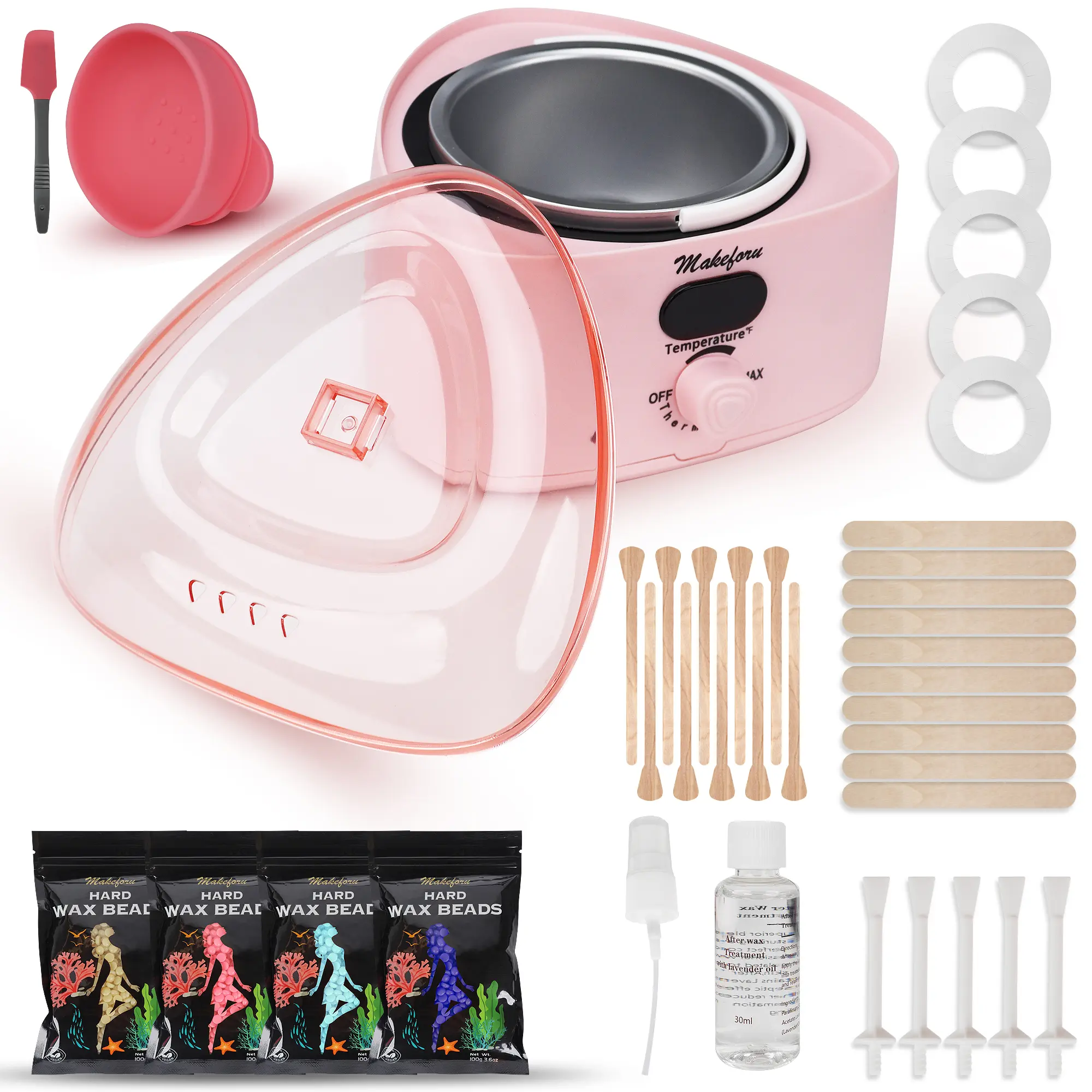 Premium Digital Wax Warmer - 4 Pack of Hard Wax Beads for Facial, Bikini & Full Body Hair Removal - Includes 33 Accessories for Home Salon Use Waxing Kit Waxing Strips waxing kit Cosmetic
