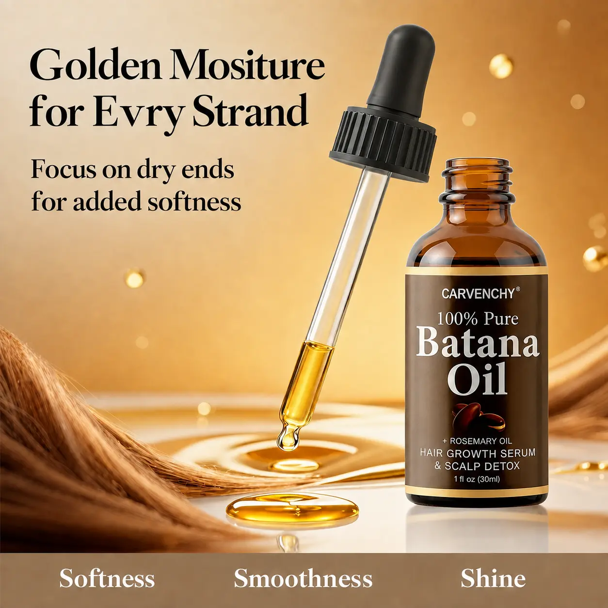 Organic Batana Oil from Honduras, Nourishing Scalp & Hair Care Serum, Helps Smooth Frizz & Boost Shine, for All Hair Types