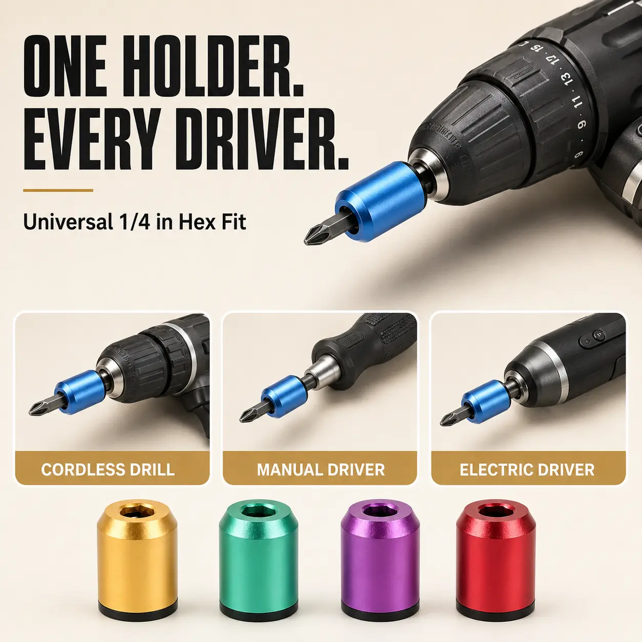 Screwdriver Head Magnetic Ring, 2026 Upgraded Magnetizer Screw Removable Household Tool Magnetic Screw holder Universal Magnetizer for Hex Screwdrivers & Power Bits