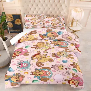 One Piece Cartoon Pattern Quilt Set (Including 1 Blanket And 1 Or 2 Pillowcases), Bedding, Perfect For Bedroom Exclusive Decoration For Teenagers And Anime Fans