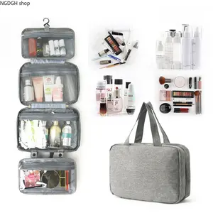 Hanging Travel Toiletry Bag, 4 Compartments with Hook, Water-Resistant Fabric, Large Capacity, Perfect for Trips, Gym, Hotel Stays & Organizing Skincare, Makeup Essentials