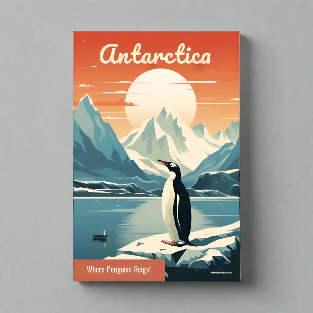 Vintage Antarctic Mountains Penguin Water-Themed Art Poster, Eco-Friendly Home Decor Wall Art Print for Room Decoration & Home Brightening Supplies