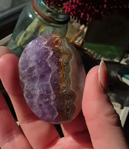 Amethyst Banded Agate Palm Stone