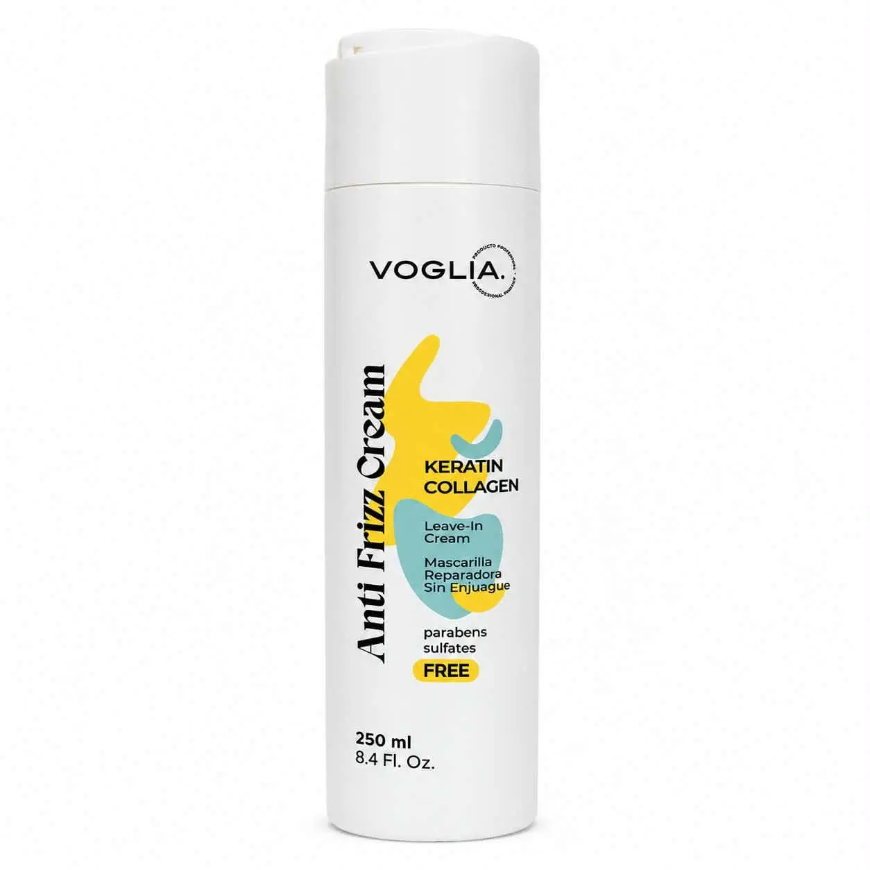 voglia Anti-Frizz Haircare Cream with Keratin, Collagen - Gentle, Hydrating Haircare Formula for Wavy, Textured Hair, Curly Locks, Natural Curls, 8.4 Fl Oz Curly Hair Conditioner for Enhanced Hydration