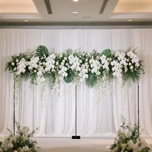 Black Heavy Duty Metal Backdrop Stand – 10ft x 20ft Pipe & Drape Adjustable Photography Background Stand with 3 Flat Steel Bases