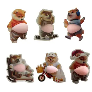 6pcs/set Cute Belly Dog Stickers, Diy Sticker, Fat Shiba Inu Decals for Scrapbook Albums, Craft Kit Decorations, One-Use Adhesive Sheets