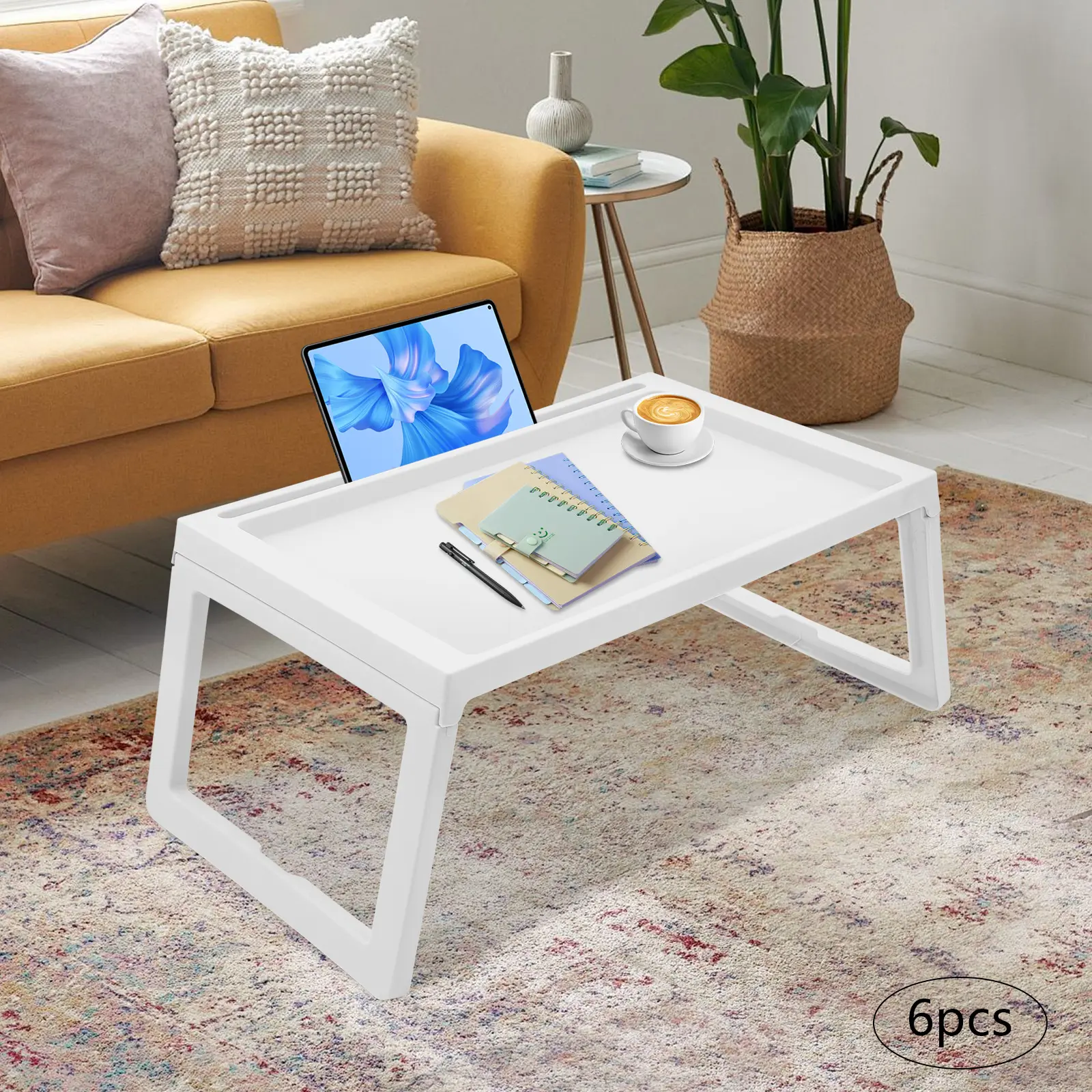 6 Set Foldable Lap Desk 65x35cm 7kg Load for Bedroom Kitchen Sofa Picnic Use