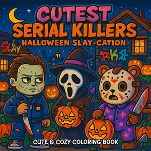 Cutest Serial Killers: Halloween Slay-cation Coloring Book for Adults and Teens: A Cute & Cozy, Featuring Kawaii Horror Icons for Spooky Funny (Cutest Serial Killers Coloring Book) Paperback