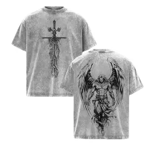 Saint Michael The Archangel x Flaming Sword T-Shirt Washed Christian Shirt, Aesthetic Clothes ,Scales of Justice , Jesus Tees, Christian Merch, Archangel Michael Tees ,Outfit Church