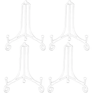Artliving 4 Inch White Iron Small Plate Stand Holder, Picture Easel, Display Stand for Cookie, Photo,Placecard or at Weddings, Birthday Party(4 Pack)
