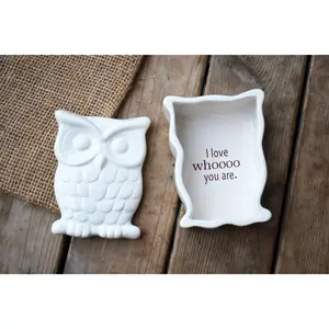 I Love Whoooo You Are Personalized Ceramic Owl Trinket Box - Unique Wedding Anniversary or Birthday Gift