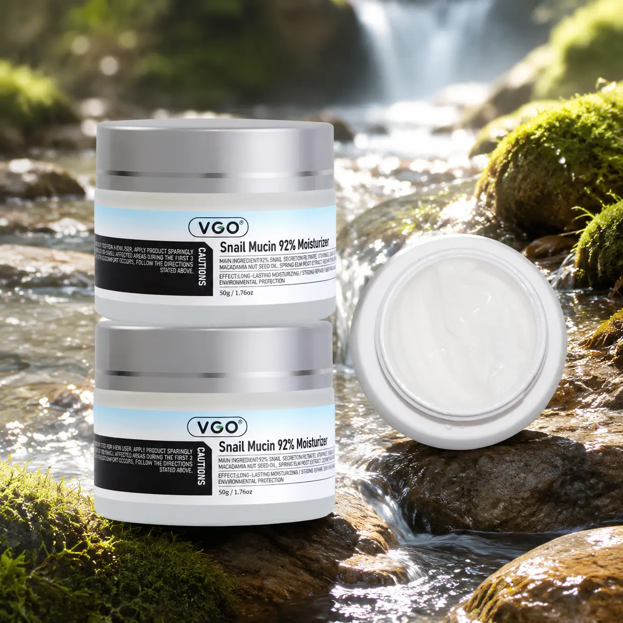 VGO Snail Gel Moisturizer Cream - Vitamin C-Infused, Smooth, Lightweight Daily Skincare for All Skin Types, 24-Month Shelf Life Hydrating Formula