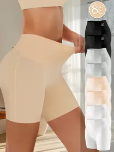 QUASTI 8 Pack High Waisted Women Seamless Underwear, Soft Skin-Friendly Boyshort Panties, Tummy Control Slim Fit Body Shaping Safety Shorts Summervibes Tiktokshopdaysforyouall
