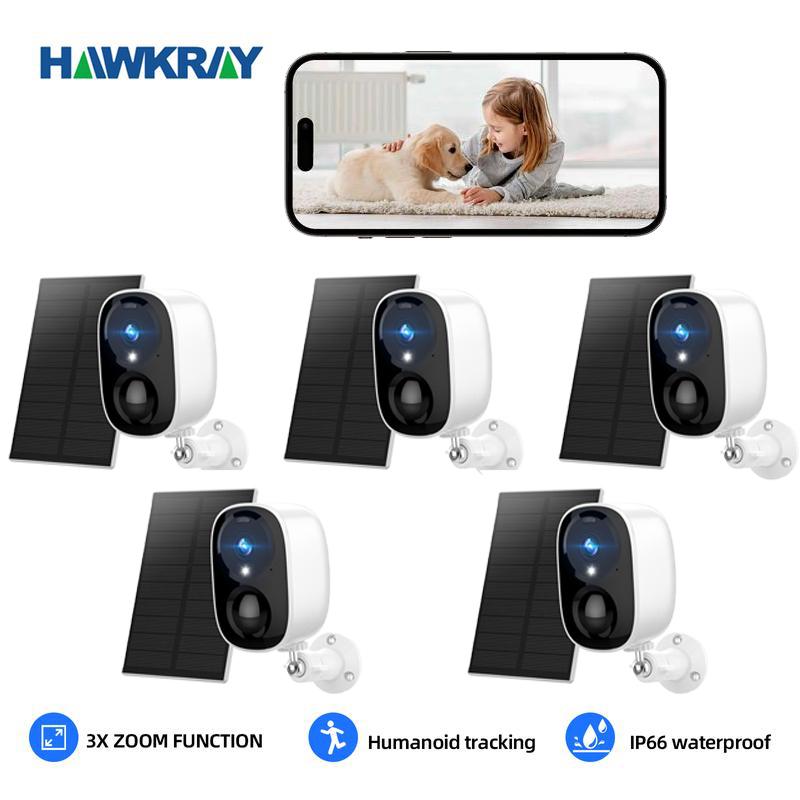 Hawkray Solar Security Cameras Outdoor, 2K Battery Powered WiFi ...