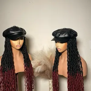 Hat Locs Wig - Black Hat, 24-Inch Length, Suitable for Small to Medium Head Size, Convenient for All Occasions