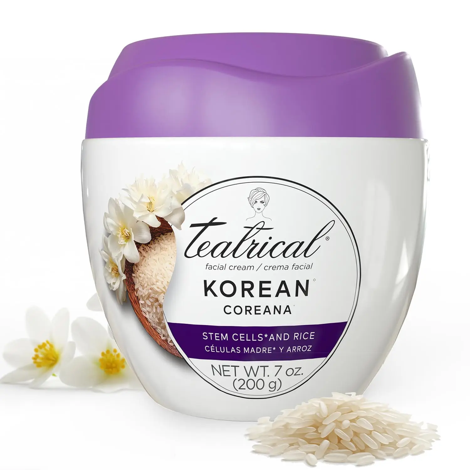 TEATRICAL  Korean Facial Cream with Stem Cells and Rice, Face Moisturizer for Women, Korean Skincare Moisturizer for Hydration and Even Tone, Paraben-Free Non-Greasy Formula, 7 oz