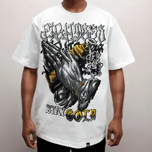 Mens T-Shirt Chicano Lettering Tattoo Graffiti Hip-Hop West Coast Gangsta Style