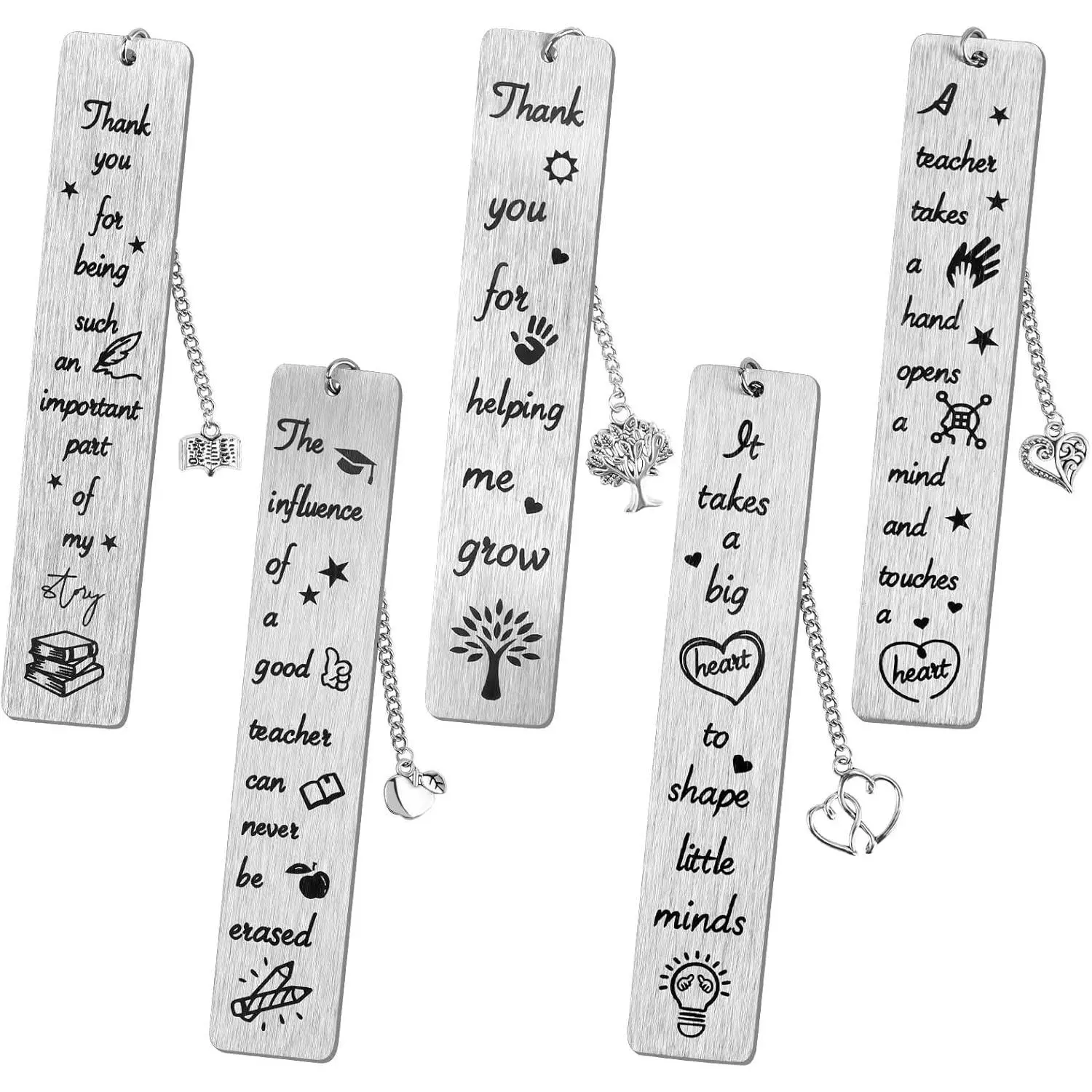 5 Pieces Teacher Bookmark Metal Teachers Appreciation Bookmark,Teacher Appreciation Gift for Women Kindergarten Preschool Teacher Thank