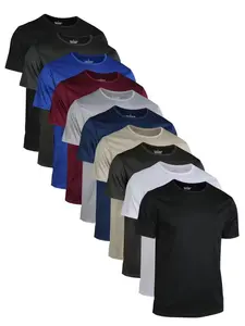 Men's 10 Pack Quick-Dry Short Sleeve Fitted T-Shirts, Breathable Lightweight Fabric, Soft Comfort, Casual Daily Wear, All Seasons