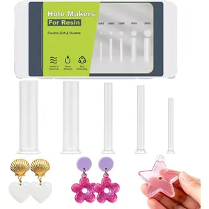 5 Sizes Resin Hole Maker 25PCS - Drill-Free Silicone Tools for Epoxy UV Resin Jewelry Pet Tag Keychain DIY Crafts