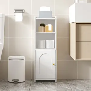 Hzuaneri Bathroom Storage Cabinet, Small Corner Floor Cabinet with Doors and Adjustable Shelf, Narrow Toilet Paper Cabinets, Bathroom Organizer for Small Spaces