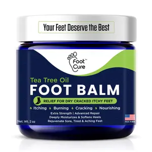 Foot Cure Tea Tree Oil Foot Balm – Moisturizer for Dry Cracked Feet – Instantly Hydrates & Soothes Irritated Skin & Athlete's Foot – Best Foot Care for Women and Men