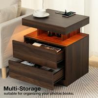 Dark Walnut Wood 2 Drawers