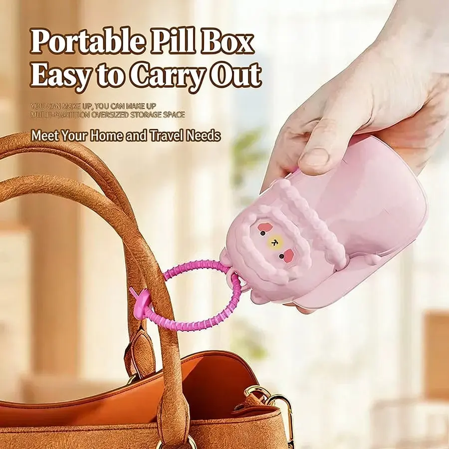 Mini Alpaca Medicine Box, Portable Pill Organizer for Daily Meals, Cartoon Tablet Storage Container, Compact Design, Ideal Gift