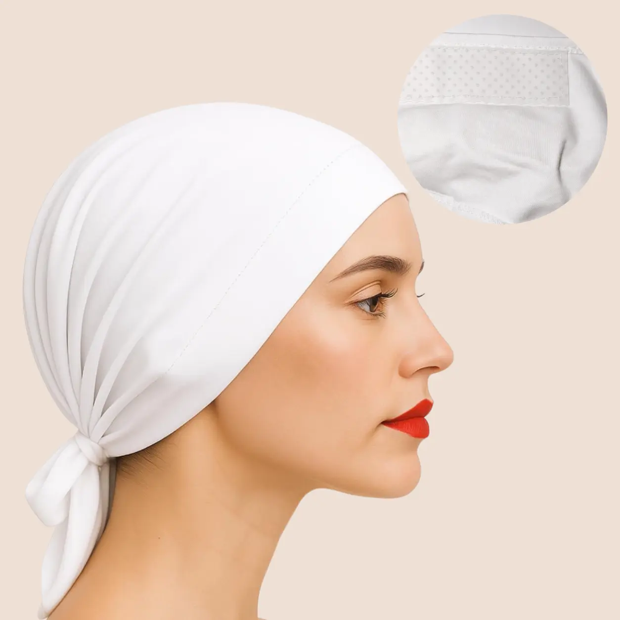 The Grip Cap – White | Non-Slip Hijab Undercap with Silicone Grip & Tie-Back by Get A Grip Basic Clothing