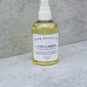 Glow Haven Co. Vanilla Cashmere Body Oil - Warm Vanilla & Soft Musk Scented Moisturizing 4 oz Formula Fragrance Moisturizer