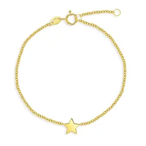 14k Gold 6.5" - 7.5" Polished Star Kids / Teen Bracelet