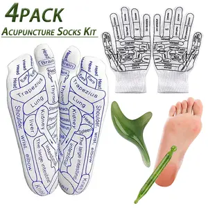 4Pcs Reflexology Socks Set with Tools & Gloves Unisex Pressure Point Socks for Foot Massage Acupuncture Kit for Total Relaxation and Relief tiktokshopspringglowup