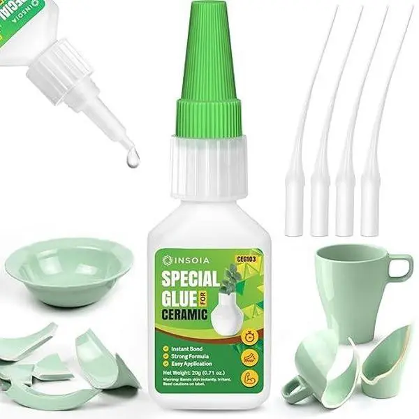 Ceramic Glue, 20g Clear Super Glue for Ceramic Repair Quick Fix Porcelain Adhesive Heavy Duty Strong Crazy Instant Glue for Bonding Ceramic