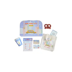 New York City Play Kit - Pretend Play with Metro Card, Pretzel Cart Backdrop, and More